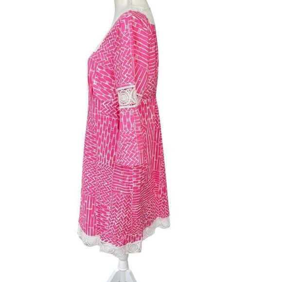 Lilly Pulitzer Chapman Tisket Tasket Tunic Dress Bamboo Print Pink Size Large - Picture 2 of 10